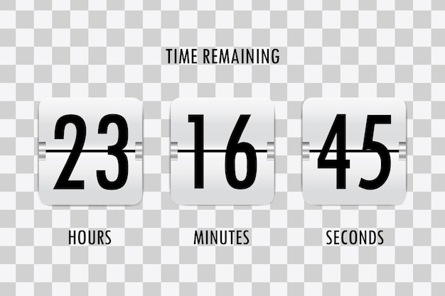 Vector flip countdown clock counter timer upcoming event time remaining count down board with scoreboard