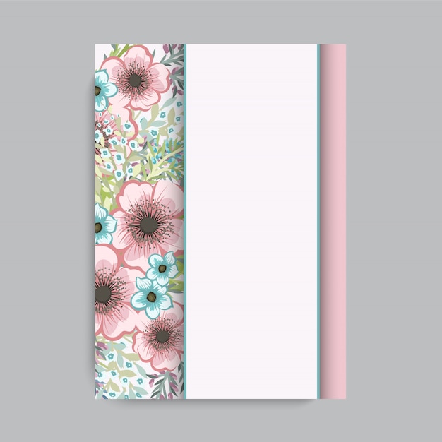 Vector floral frame with colorful flower.