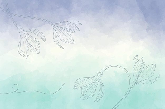 Vector floral frame with watercolor background