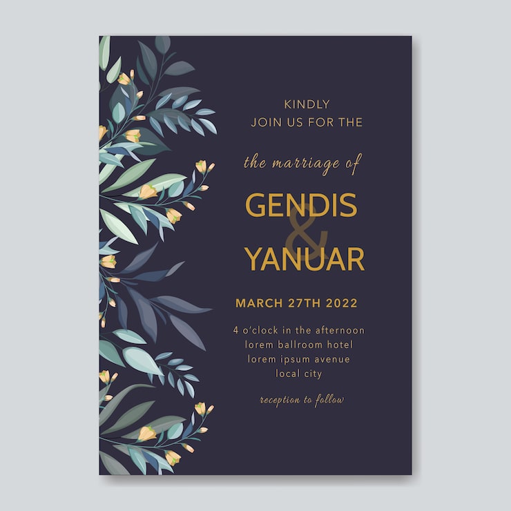 Vector floral wedding card template vector