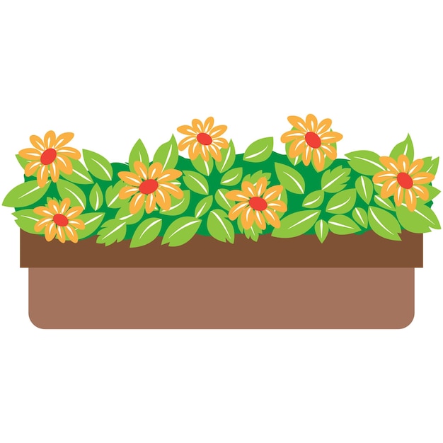 Vector flower in a pot vector illustration