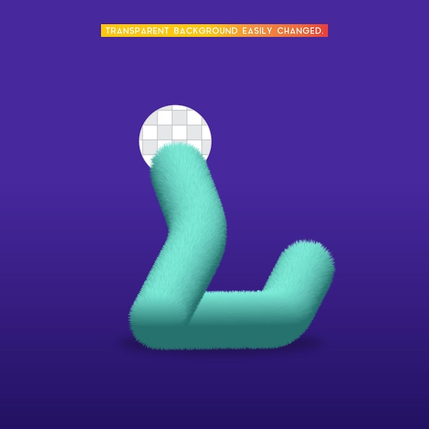 Vector fluffy 3d letter l in cyan