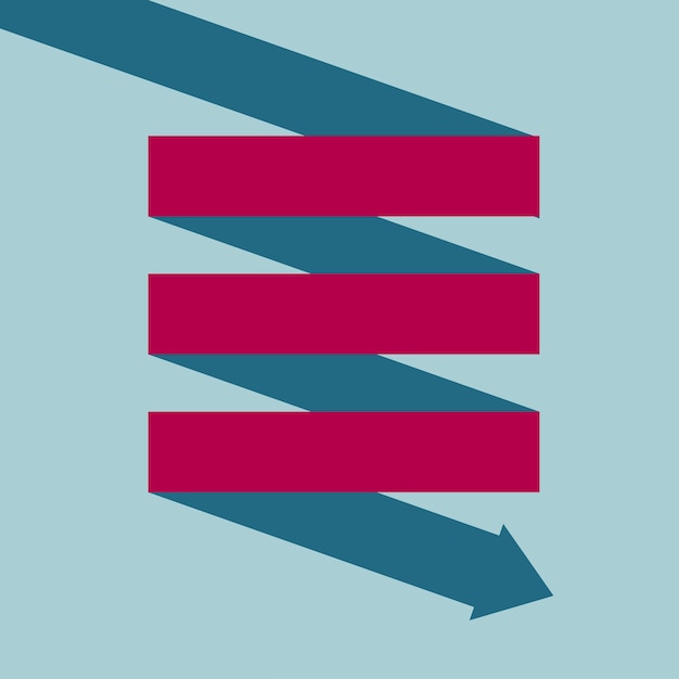 Vector folded arrow symbol. isolated on blue background.