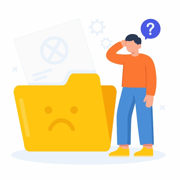 Vector folder error missing file icon illustration no data data loss system issue or file not found