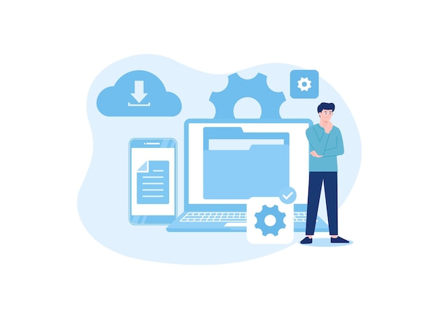 Vector folder set icon concept flat illustration