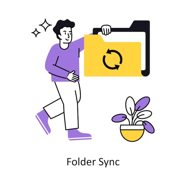 Vector folder sync concept vector illustration isolated on white background