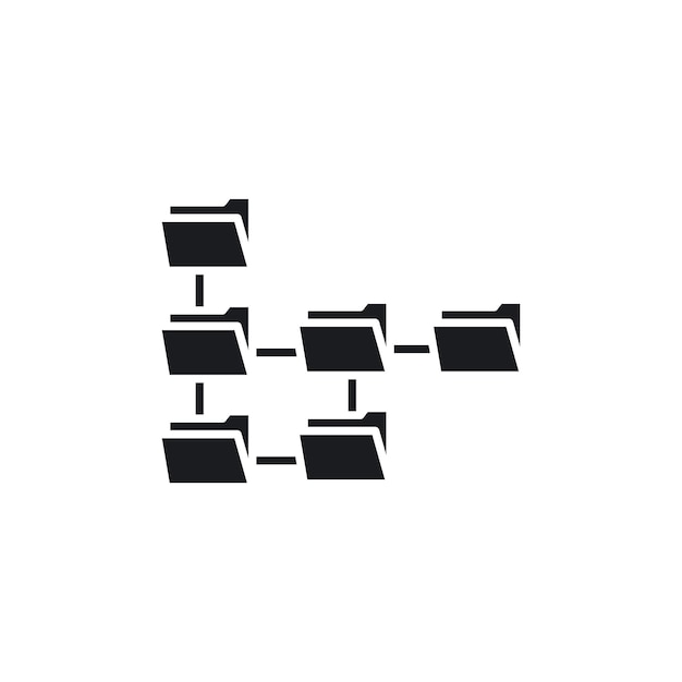 Vector folder tree icon set directory structure vector symbol data sub folder hierarchy pictogram in black filled and outlined style