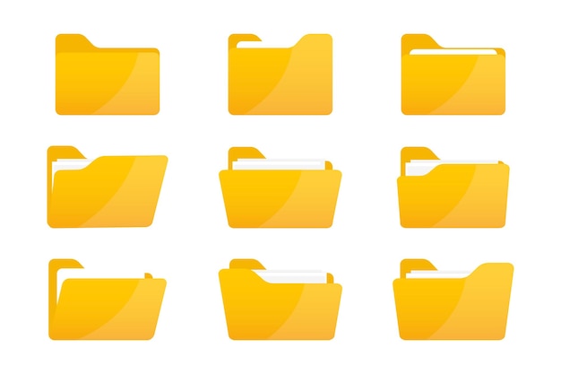 Vector folders icon folders with documents open folder and close folder document directory sign data office folder file set of flat icons folder for your web site design app ui vector illustration