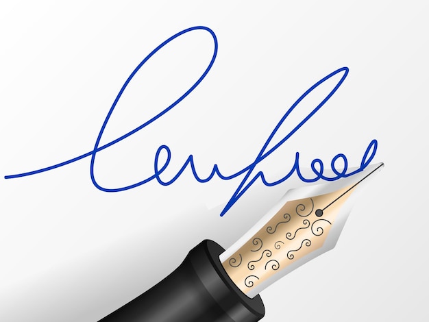 Vector fountain pen and signature