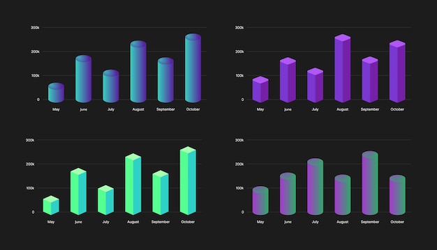 Vector four colorful bar charts