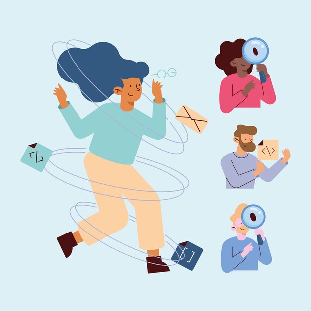 Vector four developers group characters