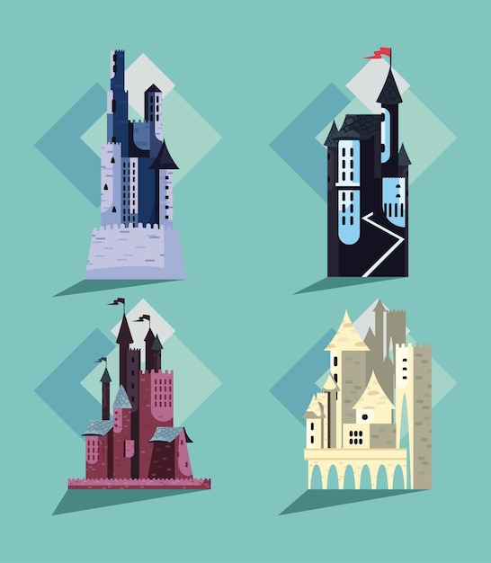 Vector four stone castles