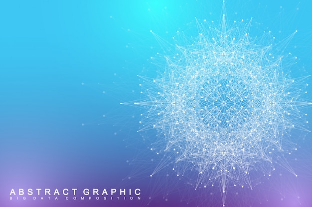 Vector fractal element with compounds lines and dots. big data complex. graphic abstract background communication. minimal array big data. digital data visualization. illustration.