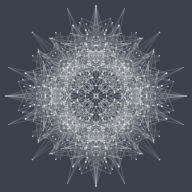 Vector fractal element with compounds lines and dots. big data complex. graphic abstract background communication. minimal array. digital data visualization. dynamic motion vector illustration.