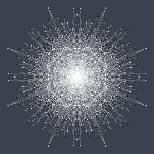 Vector fractal element with connected lines and dots digital data visualization minimal array plexus