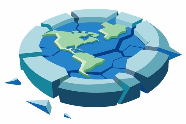 Vector fractured earth 3d cracks and breaks crash ground effect racy vector