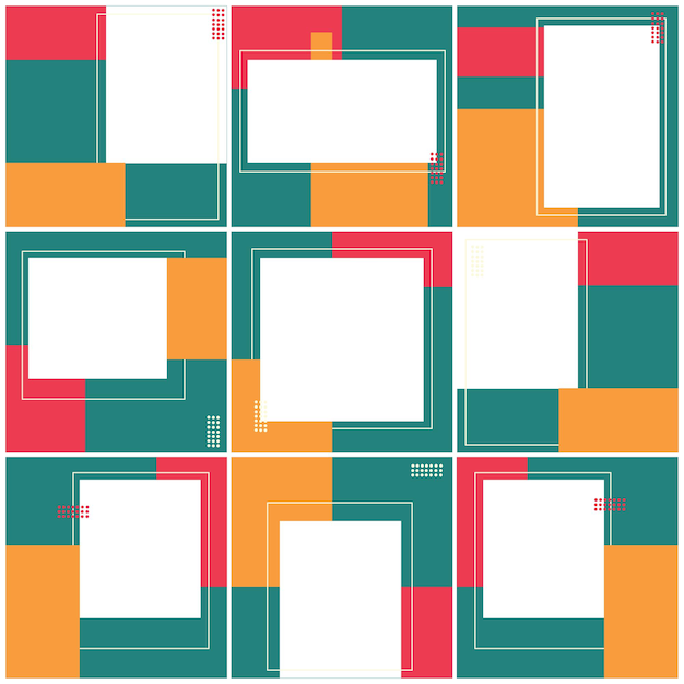 Vector frame post social media set