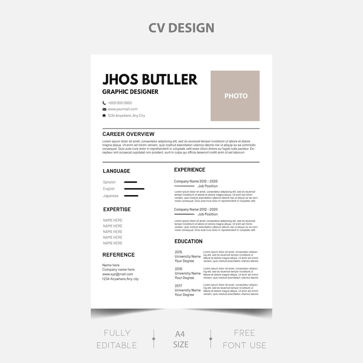 Vector free download clean corporate cv design template
