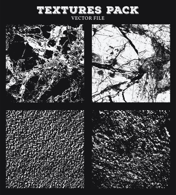 Vector free set of black and white distressed textures background