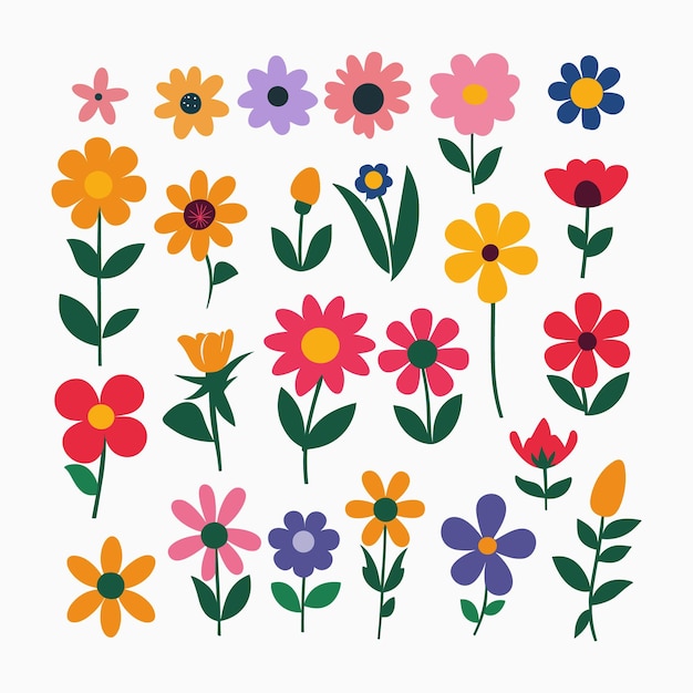 Vector free vector cartoon spring flower collection