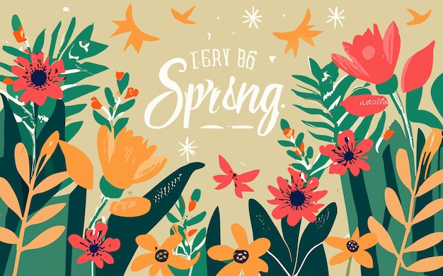 Vector free vector handdrawn floral spring background