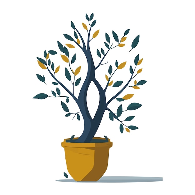Vector free vector of small cute willow plant in a pot