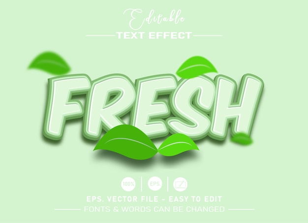 Vector fresh 3d editable text effect new style