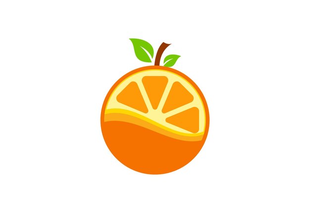 fresh orange fruit logo design vector illustration