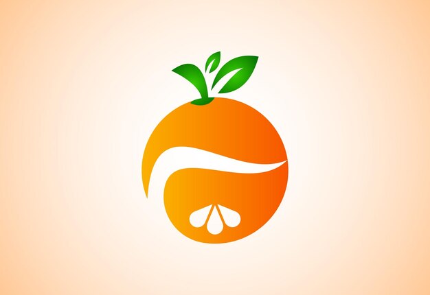 fresh orange fruit logo design vector illustration