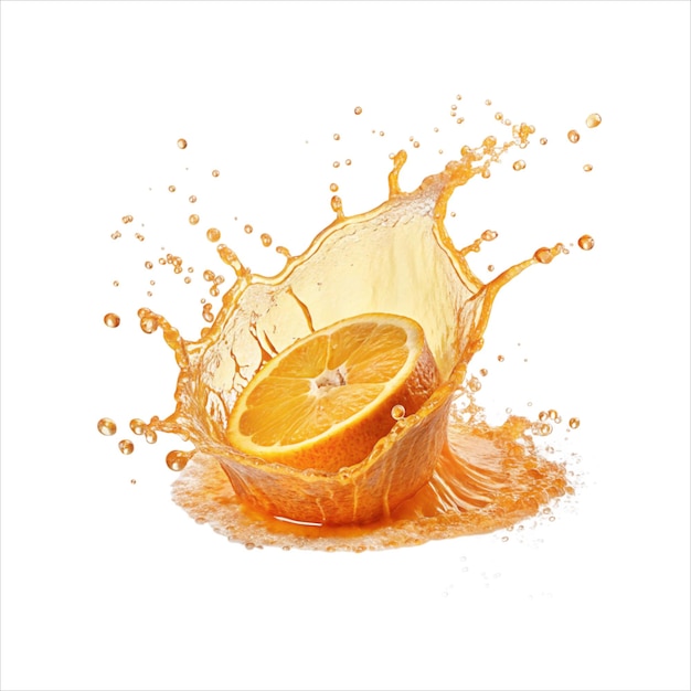 Vector fresh orange juice splash transparent background