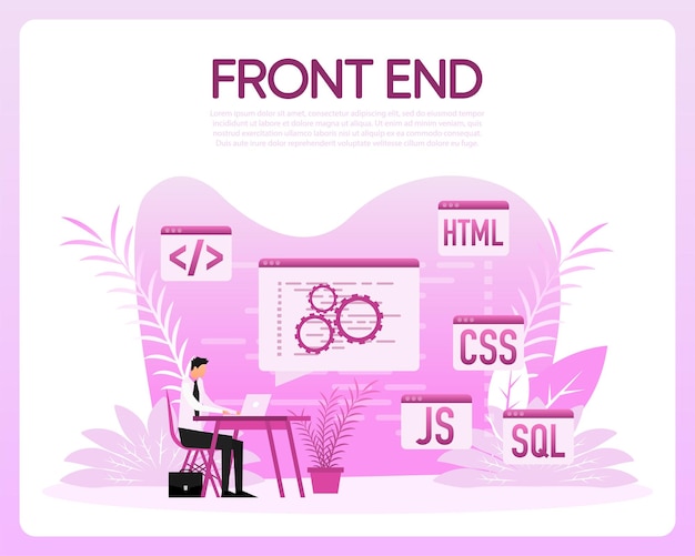 Vector front end software development programming code vector illustration