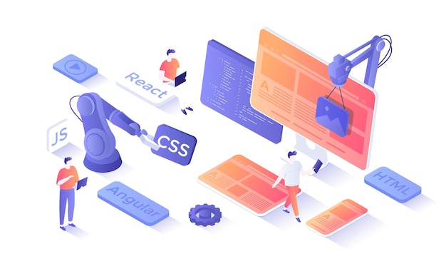 Vector frontend development creating a site layout template converting data into a graphical ui ux inter