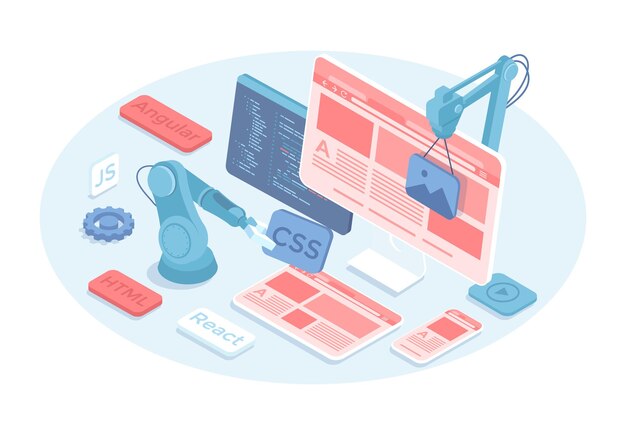 Vector frontend development develop computer website interface frontend graphics web page programming c