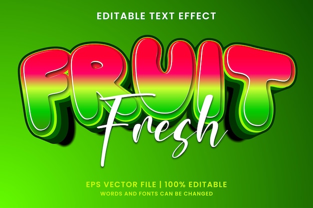 Vector fruit fresh 3d editable text effect