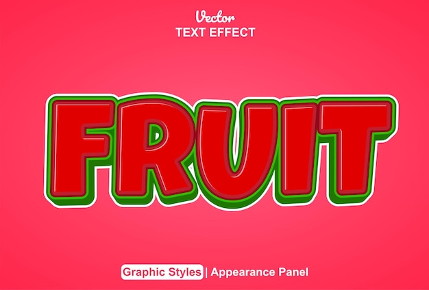 Vector fruit text effect with red color graphic style and editable