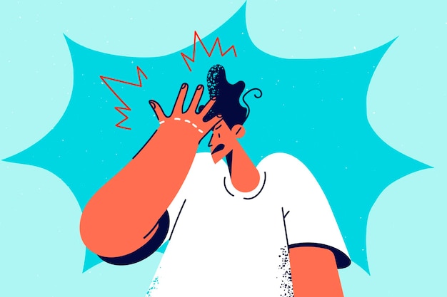 Vector frustrated man make face palm gesture