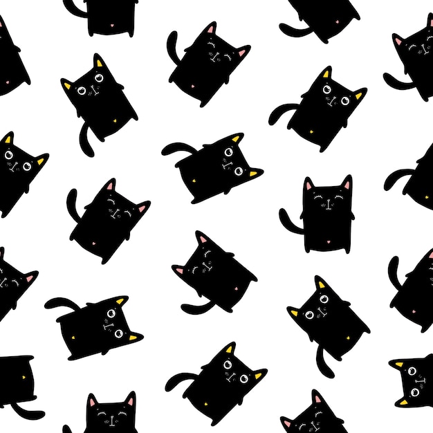 Vector funny cats seamless pattern, vector illustration eps10.
