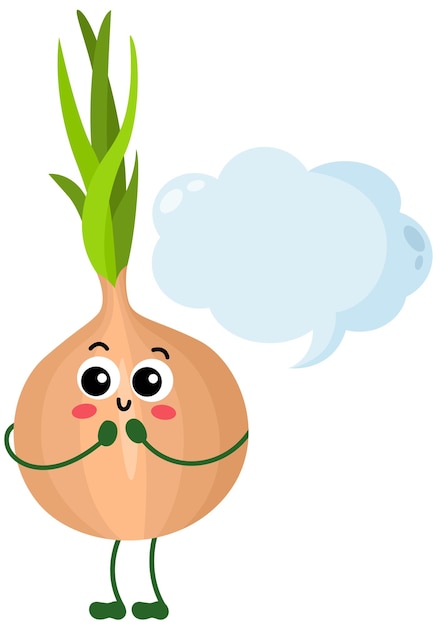 Vector funny onion with empty speech bubble