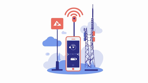 Vector futuristic 5g signal technology flat illustration