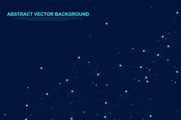 Vector futuristic abstract background blockchain technology. global internet network connection. peer to peer network business concept. global cryptocurrency blockchain vector banner. wave flow.