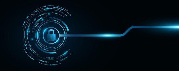 Vector futuristic background for unlocking ui system lock scan with digital hud circle and circuit board data security touch screen button for user interface design vector illustration