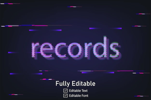 Vector futuristic glitch text effect for video game text for editable cyberpunk glitch text effect