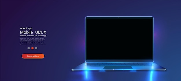 Vector futuristic laptop with uiux elements