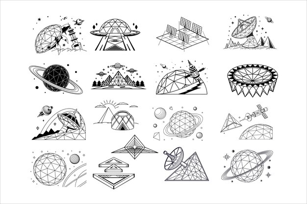 Vector futuristic lowpoly 3d dark space polygonal vector illustration