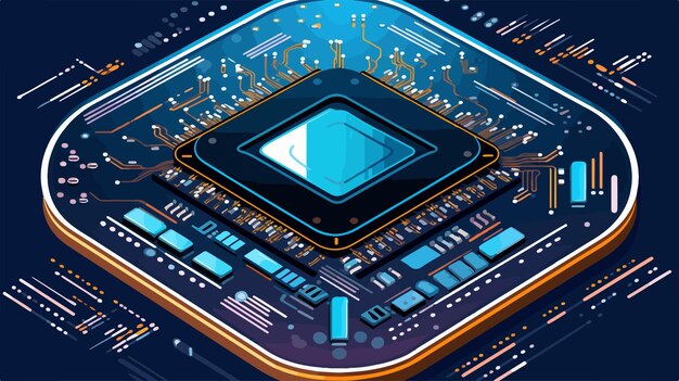 Vector futuristic microchip design for information communication technology