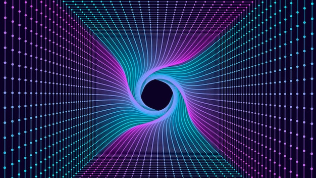 Vector futuristic moving wave digital background with moving glowing particles and lines big data visualization vector illustration