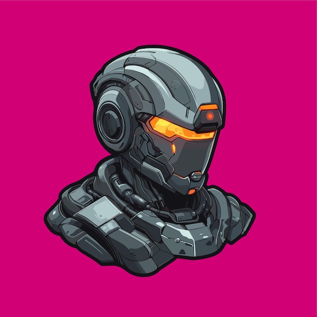 Vector futuristic robot head illustration