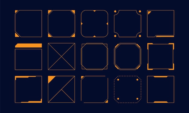 Vector futuristic rounded square frame hud vector design