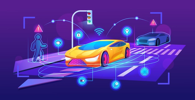 Vector futuristic smart car design modern vehicle vector