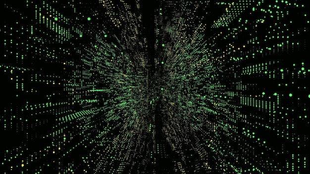 Vector futuristic vector scifi circle portal in space matrix cyberspace with moving data 3d ai tunnel with dot abstract digital wormhole data binary code particle flow by funnel concept hacking